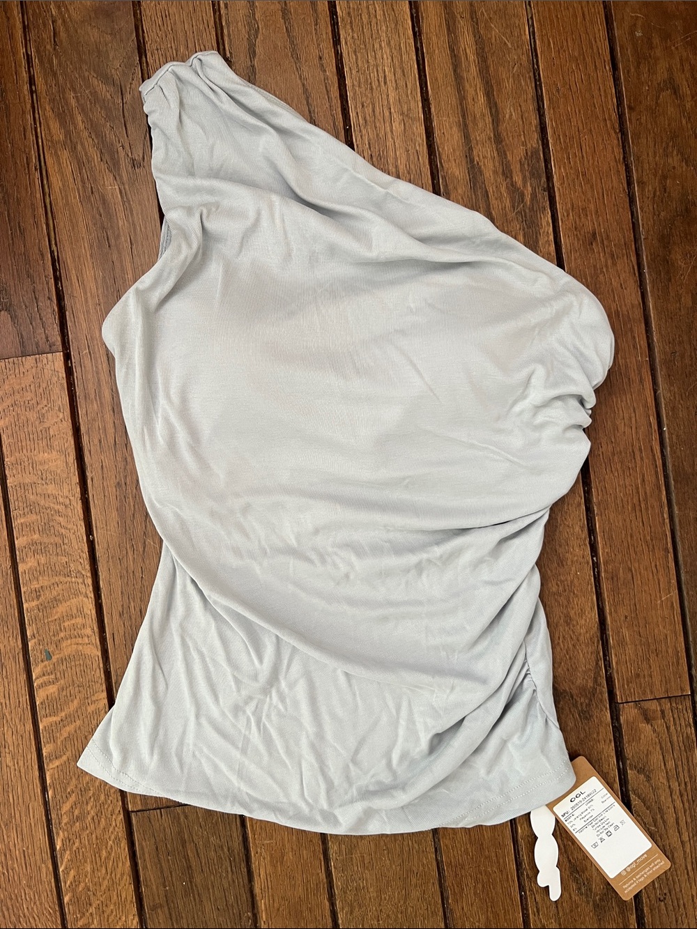 OGL Blue Grey Cooling Modal Brami Built In Bra One-Shoulder Top Size Small NWT